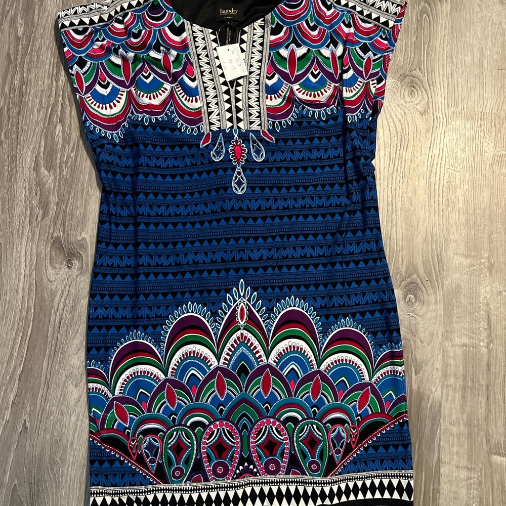 Laundry by Shelli Stegal Blue Patterned Women's Dress Small NEW
